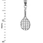 Sterling Silver Tennis Racket DC Pendant Necklace