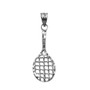 Sterling Silver Tennis Racket DC Pendant Necklace
