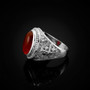 Sterling Silver Jerusalem Cross Red Onyx Gemstone Statement Ring