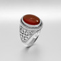 Sterling Silver Jerusalem Cross Red Onyx Gemstone Statement Ring