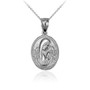 Sterling Silver Praying Virgin Mary Medallion Charm Necklace