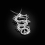 Sterling Silver Textured  Dragon DC Charm Necklace