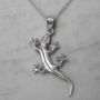 Polished Sterling Silver Salamander Lizard Charm Necklace