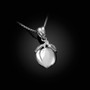 Polished DC Sterling Silver Peach Fruit Charm Necklace