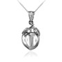 Polished DC Sterling Silver Peach Fruit Charm Necklace