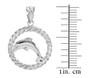 Sterling Silver Dolphin Round Rope Pendant Necklace