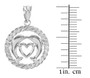 Sterling Silver Heart Kissing Dolphins Round Rope Pendant Necklace