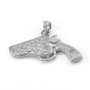 Sterling Silver Revolver Pistol Gun Holster Pendant Necklace