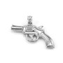 Solid Sterling Silver Revolver Gun Pendant Necklace