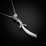 Polished Sterling Silver Scimitar Sword Pendant Necklace