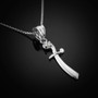 Sterling Silver Scimitar Sword CZ Pendant Necklace
