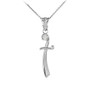 Sterling Silver Scimitar Sword CZ Pendant Necklace