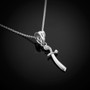 Sterling Silver Scimitar Sword Filigree Charm Necklace
