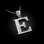 Sterling Silver Nugget Initial Letter "E" Pendant Necklace