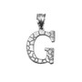 Sterling Silver Nugget Initial Letter "G" Pendant Necklace