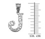 Sterling Silver Nugget Initial Letter "J" Pendant Necklace