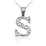 Sterling Silver Nugget Initial Letter "S" Pendant Necklace