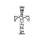 Sterling Silver Nugget Initial Letter "T" Pendant Necklace