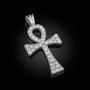 Iced Sterling Silver Egyptian Ankh Cross CZ Pendant