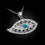 Sterling Silver Evil Eye CZ Turquoise Filigree Pendant Necklace