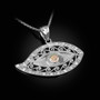 Sterling Silver Evil Eye CZ White Opal Filigree Pendant Necklace