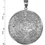 Sterling Silver Aztec Mayan Sun Calendar Extra Large Pendant (XL/XXL)