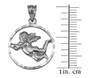 Sterling Silver Flying Angel Round DC Pendant Necklace