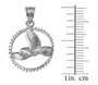 Sterling Silver Dove of Peace Round DC Pendant Necklace