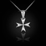 Sterling Silver Tiny Maltese Cross Charm Necklace