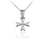 Sterling Silver Tiny Maltese Cross Charm Necklace