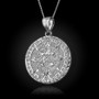 Sterling Silver Aztec Mayan Sun Calendar Pendant Necklace