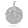 Sterling Silver Aztec Mayan Sun Calendar Pendant Necklace