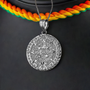 Sterling Silver Aztec Mayan Sun Calendar Pendant Necklace