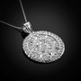 Sterling Silver Aztec Mayan Sun Calendar Pendant Necklace