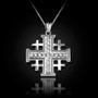 Sterling Silver Jerusalem Cross CZ Pendant Necklace