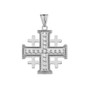 Sterling Silver Jerusalem Cross CZ Pendant Necklace
