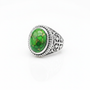 Sterling Silver Jerusalem Cross Green Copper Turquoise Ring