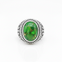 Sterling Silver Jerusalem Cross Green Copper Turquoise Ring