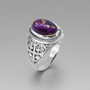 Sterling Silver Jerusalem Cross Purple Copper Turquoise Ring