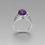 Sterling Silver Jerusalem Cross Purple Copper Turquoise Ring