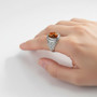 Sterling Silver Jerusalem Cross Orange Copper Turquoise Ring