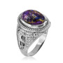 Sterling Silver Money Dollar Sign Purple Copper Turquoise Ring