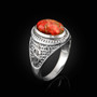 Sterling Silver Money Dollar Sign Orange Copper Turquoise Ring
