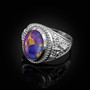 Sterling Silver Purple Copper Turquoise Fleur-De-Lis Gemstone Ring