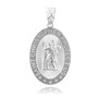 Sterling Silver Saint Christopher Protect Us Oval Medallion Pendant Necklace