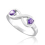 Sterling Silver Infinity Dual Heart CZ Birthstone Ring