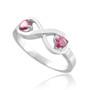 Sterling Silver Infinity Dual Heart CZ Birthstone Ring