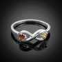 Sterling Silver Infinity Dual Heart CZ Birthstone Ring