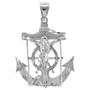 Sterling Silver Mariner Crucifix Anchor Mens Large Cross Pendant