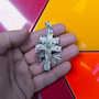 Silver Caravaca Double Cross with Angels Crucifix Pendant